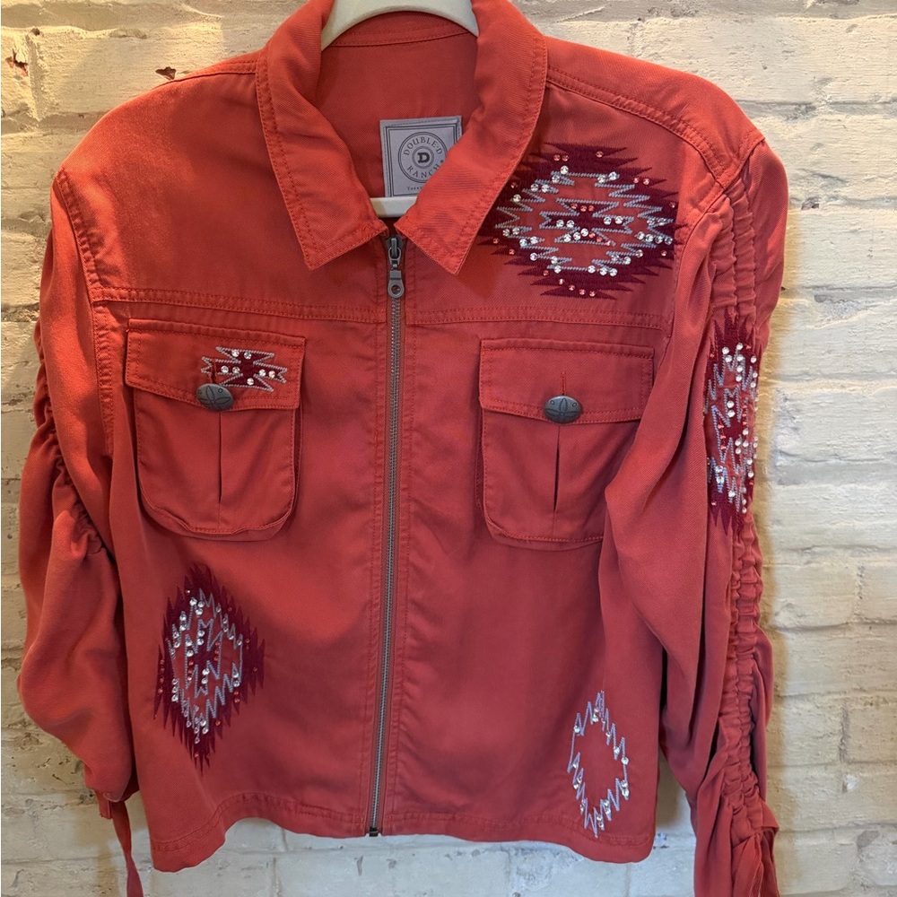 Double D Ranchwear Embroidered Rust Jacket and Skirt